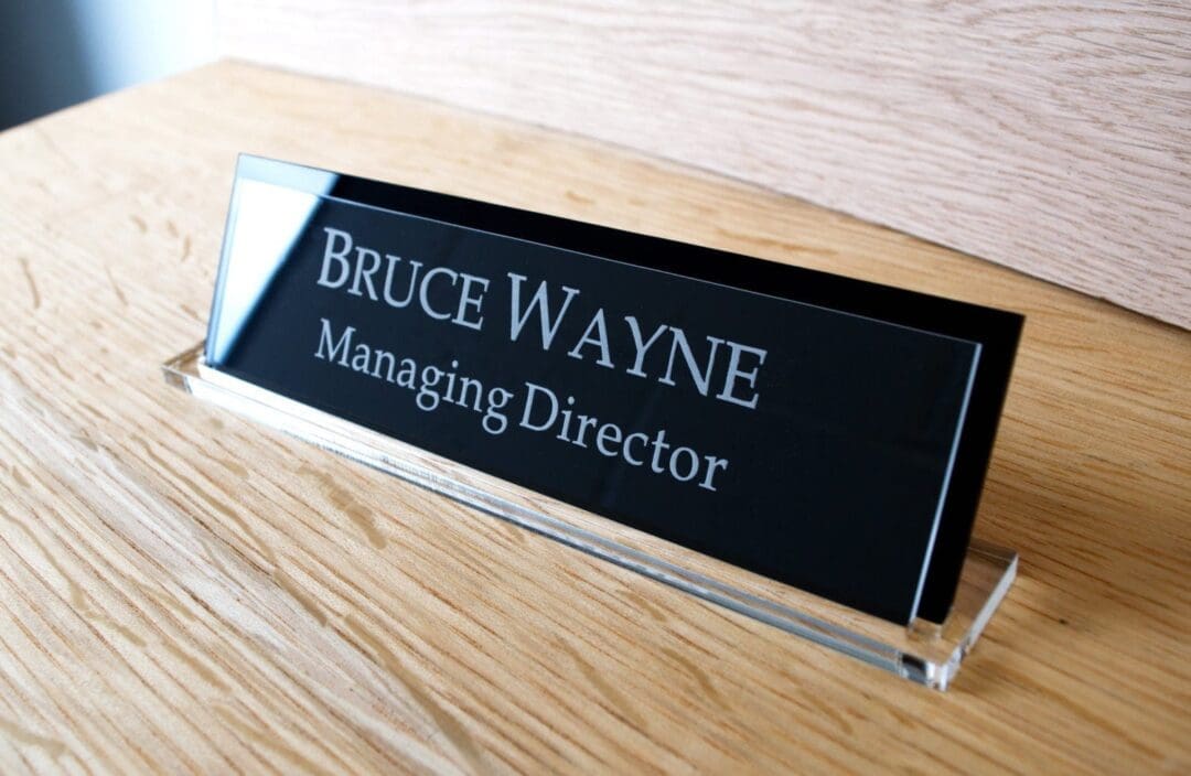 Acrylic Executive Personalised Desk Name Plate, Custom Engraved Sign ...