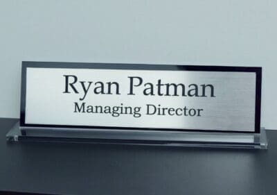 Stylish Personalised Executive Desk Name Plate, Custom Engraved Sign ...